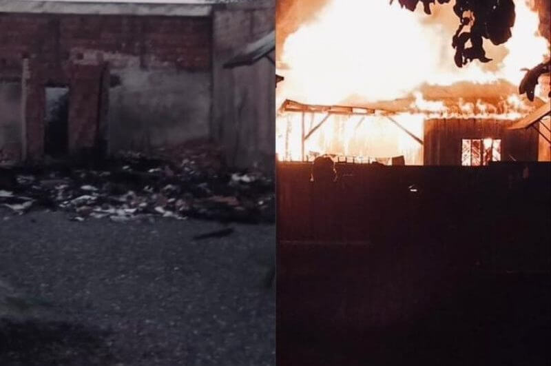 foto mostra incêndio em residência